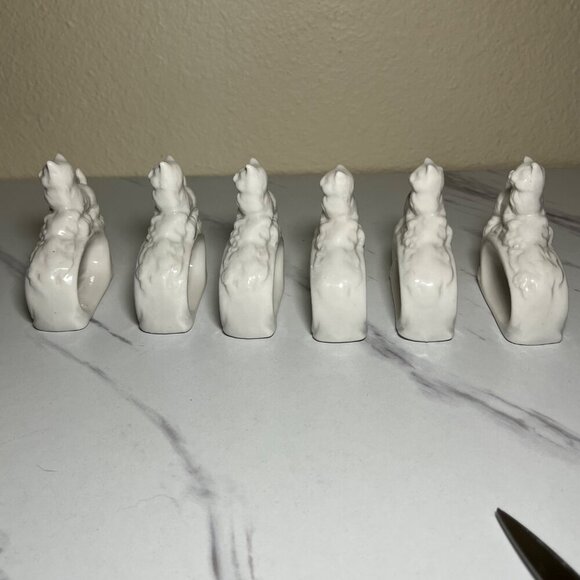 Vintage Cat Napkin Holders White Ceramic Set Of 6 Made In Taiwan - Picture 2 of 8